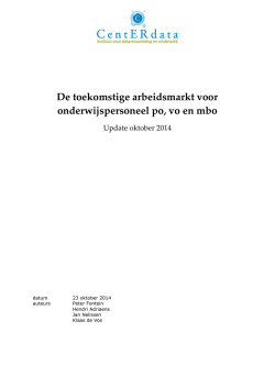 De toekomstige arbeidsmarkt voor onderwijspersoneel po, vo en