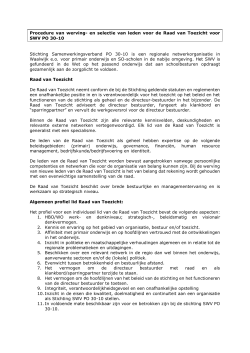 Procedure voor werving en selectie en profiel van - SWV PO 30-10