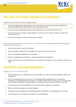 Doe alles om insleep vogelgriep te voorkomen Specifieke