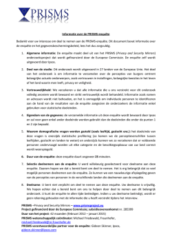 Informatie over de PRISMS-enqu&ecirc;te Bedankt voor uw interesse om