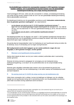 Verduidelijkingen omtrent de voorwaarden waaraan in 2014