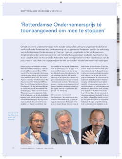 Rotterdamse Ondernemersprijs té toonaangevend om mee te stoppen