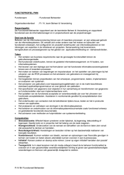 FI IV BV Functioneel Beheerder FUNCTIEPROFIEL PWN