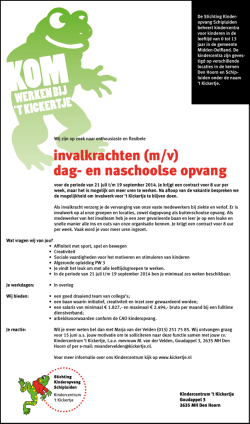 invalkrachten (m/v) dag- en naschoolse opvang