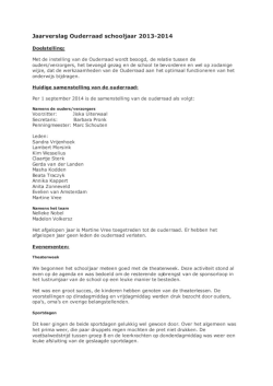 Jaarverslag Ouderraad schooljaar 2013-2014
