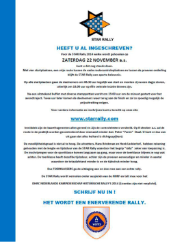Star Rally 2014 Nieuwsbrief 2