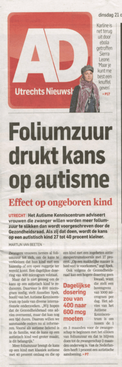 Foliumzuur drukt kans op autisme