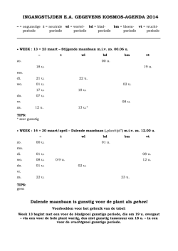ingangstijden ea gegevens kosmos-agenda 2014