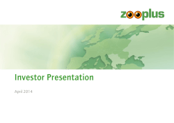 Investor and Analyst Presentation Annual Report 2013
