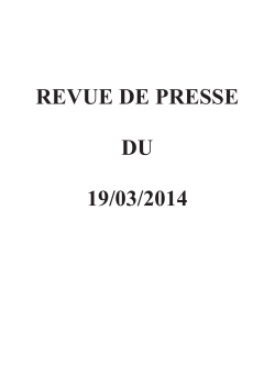 REVUE DE PRESSE DU 19/03/2014