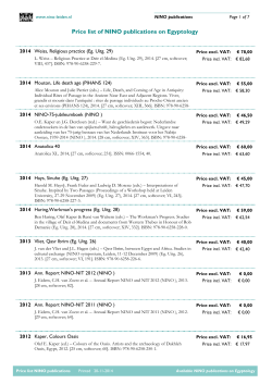 Price list of NINO publications on Egyptology