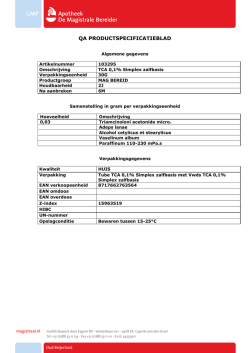 QA PRODUCTSPECIFICATIEBLAD