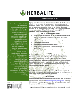 QA Assistant (1 FTE) - Herbalife - Nederland