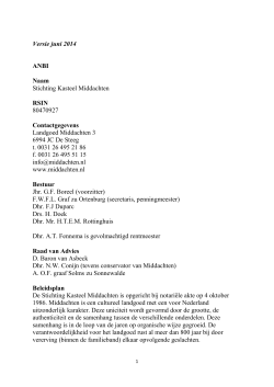 Versie juni 2014 ANBI Naam Stichting Kasteel Middachten RSIN