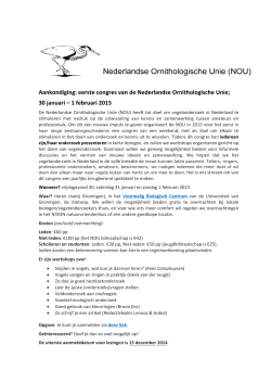 Aankondiging: eerste congres van de Nederlandse - NIOO-KNAW