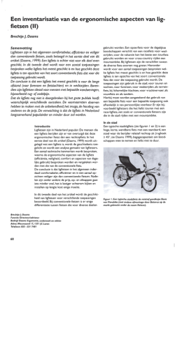 Een inventarisatie van de ergonomische aspecten van ligfietsen