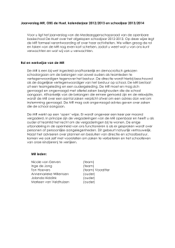 Jaarverslag MR, OBS de Huet, kalenderjaar 2012/2013 en