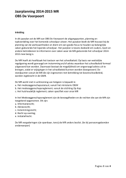 Jaarplanning 2014-2015 MR OBS De Voorpoort