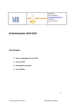 Activiteitenplan MR 2014-2015