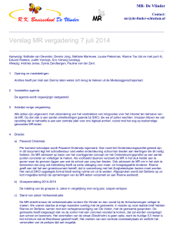 Verslag MR vergadering 7 juli 2014