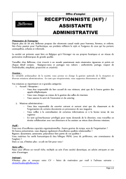 RECEPTIONNISTE (H/F) / ASSISTANTE ADMINISTRATIVE