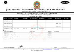 Classes Timetable September – December 2014 Final