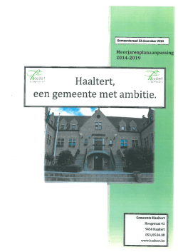 Meerjarenplan 2014 - 2019