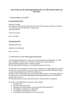 Jaarverslag MR Samen Onderweg 2013-2014