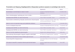 Presentaties over Slaapzorg, Slaapdiagnostiek en