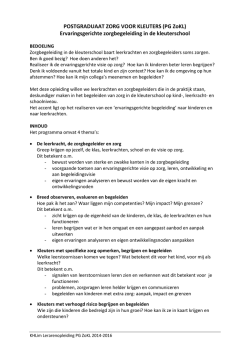 POSTGRADUAAT ZORG VOOR KLEUTERS (PG ZoKL)