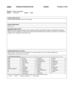 HEMA PRODUCTSPECIFICATIE GEBAK PG