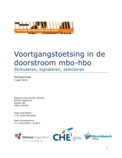 Voortgangstoetsing in de doorstroom mbo-hbo