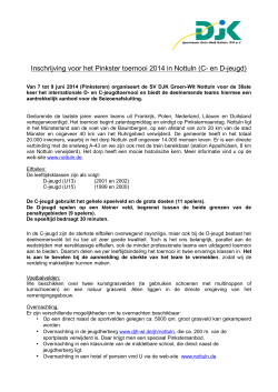 Inschrijving voor het Pinkster toernooi 2014 in Nottuln (C- en D