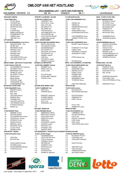 Deelnemerslijst 2014 - Omloop van het Houtland