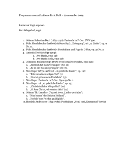 Programma concert Lutherse Kerk, Delft œ 29 november