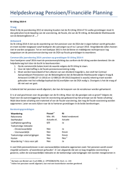 Helpdeskvraag Pensioen/Financi&euml;le Planning