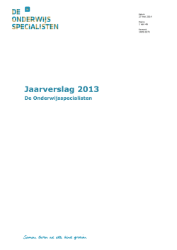 Jaarrekening 2013 - De Onderwijsspecialisten