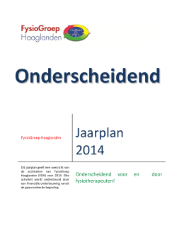Jaarplan 2014 - FysioGroep Haaglanden