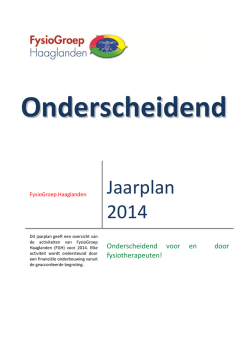 Jaarplan 2014 - FysioGroep Haaglanden