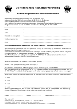 Aanmelding nieuwe leden - Nederlandse Raskatten Vereniging
