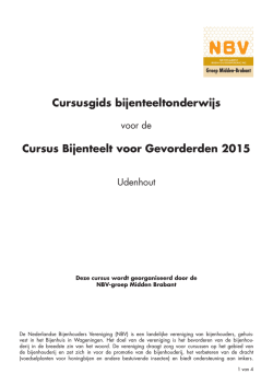 Cursus Bijenteelt voor Gevorderden 2015