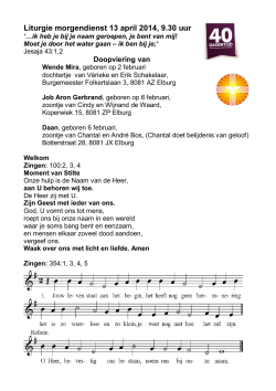Liturgie morgendienst 13 april 2014, 9.30 uur