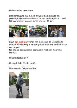 Hallo mede-Looenaren, Donderdag 29 mei as is er