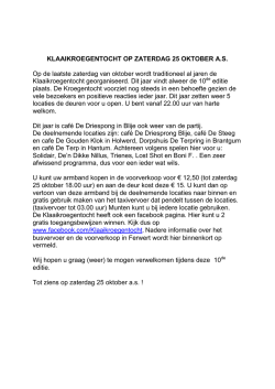 KLAAIKROEGENTOCHT OP ZATERDAG 25 OKTOBER A.S.