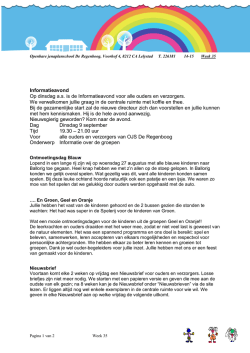 Informatieavond Op dinsdag a.s. is de