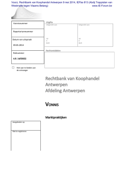 Voorz. Rechtbank van Koophandel Antwerpen 9 mei 2014, IEFbe 813
