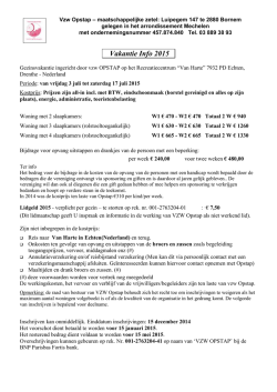 Informatie vakantie 2015