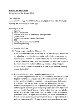 Notulen MR vergadering Datum: donderdag 4 maart 2014 Tijd