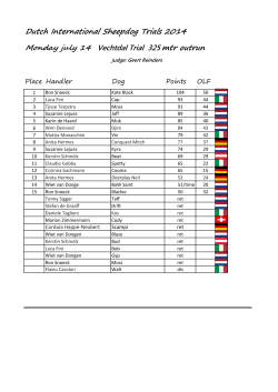 2014-07-14 Results Dutch International Sheepdog Trials