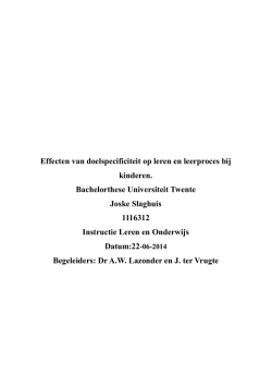 Effecten van doelspecificiteit op leren en leerproces bij kinderen